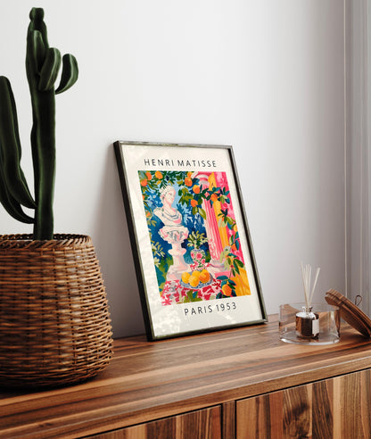 Matisse Inspired Greek Statue Print: Pink Tropical Art