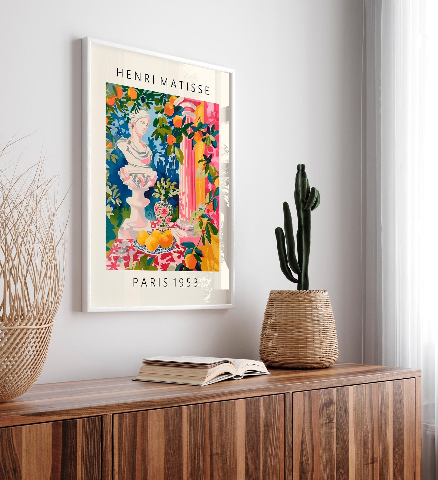 Matisse Inspired Greek Statue Print: Pink Tropical Art