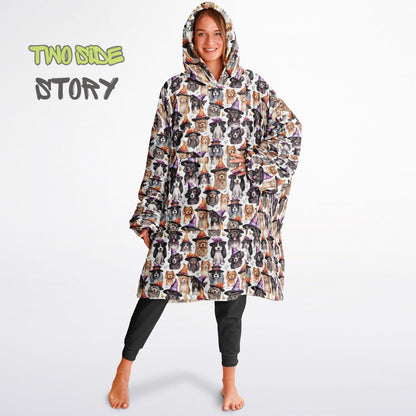 Fun Halloween Print Snug Hoodie,Printed Hooded Blanket,Blanket Sleeves,Lounge Wear, Novelty Birthday Christmas Gifts for Him, Gift for Her