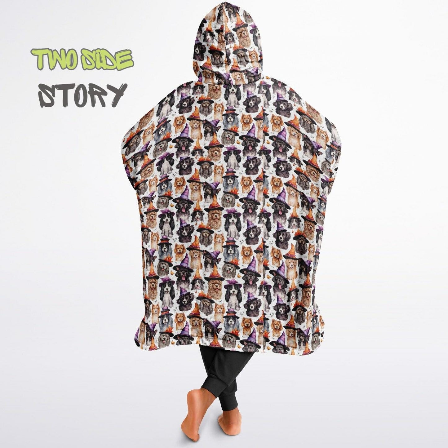 Fun Halloween Print Snug Hoodie,Printed Hooded Blanket,Blanket Sleeves,Lounge Wear, Novelty Birthday Christmas Gifts for Him, Gift for Her