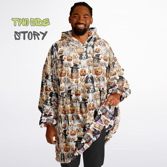 Fun Halloween Print Snug Hoodie,Printed Hooded Blanket,Blanket Sleeves,Lounge Wear, Novelty Birthday Christmas Gifts for Him, Gift for Her