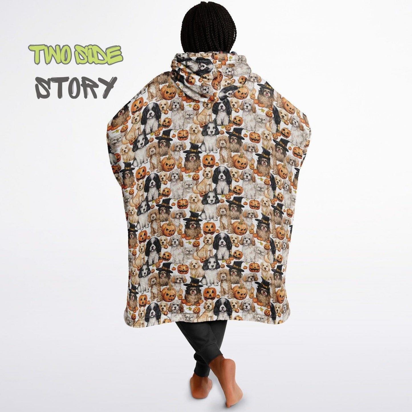 Fun Halloween Print Snug Hoodie,Printed Hooded Blanket,Blanket Sleeves,Lounge Wear, Novelty Birthday Christmas Gifts for Him, Gift for Her