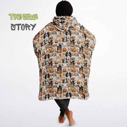 Fun Halloween Print Snug Hoodie,Printed Hooded Blanket,Blanket Sleeves,Lounge Wear, Novelty Birthday Christmas Gifts for Him, Gift for Her