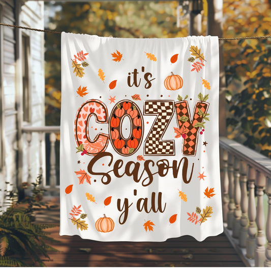 Cute Fall Throw Blanket, Cozy Season Throw Blanket, Fall Home Decor, Gift for Her, Fall Cozy Blanket, Cozy Season Blanket