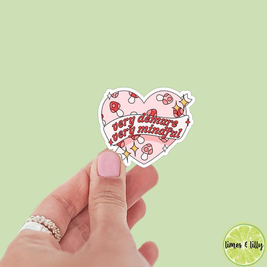 Very Demure Very Mindful Magical Mushrooms Heart Sticker | Mental Health Sticker | Kindle Sticker | Bookish Stickers | Mood Reader