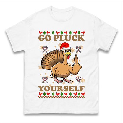 Go Pluck Yourself Funny Christmas Jumper, rude christmas turkey t shirt, christmas hoodie