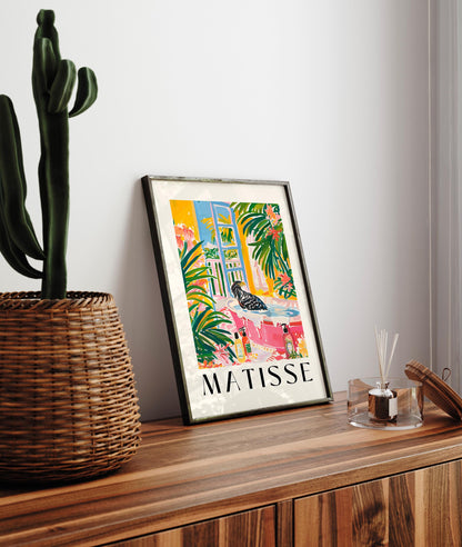 Eagle in Bathtub Art Print: Pink Maximalist Bathroom Wall Decor