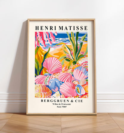 Seashells Art Print: Beachy Coastal Decor, Matisse Style