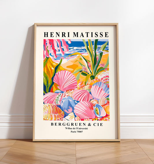 Seashells Art Print: Beachy Coastal Decor, Matisse Style