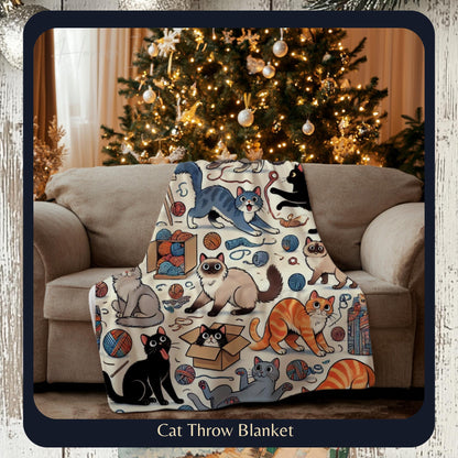 Personalized Cat Blanket for Cat Lovers - Sherpa Throw Gift for Cat Moms & Pet Parents - Custom Pet Blanket