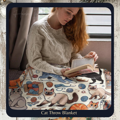 Personalized Cat Blanket for Cat Lovers - Sherpa Throw Gift for Cat Moms & Pet Parents - Custom Pet Blanket