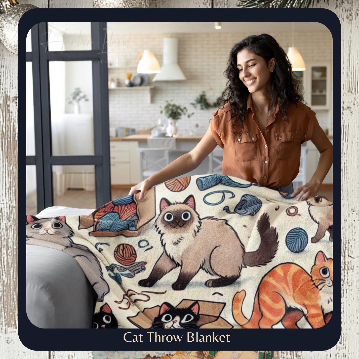 Personalized Cat Blanket for Cat Lovers - Sherpa Throw Gift for Cat Moms & Pet Parents - Custom Pet Blanket