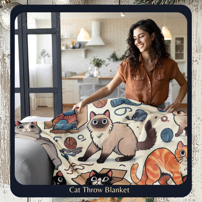 Personalized Cat Blanket for Cat Lovers - Sherpa Throw Gift for Cat Moms & Pet Parents - Custom Pet Blanket