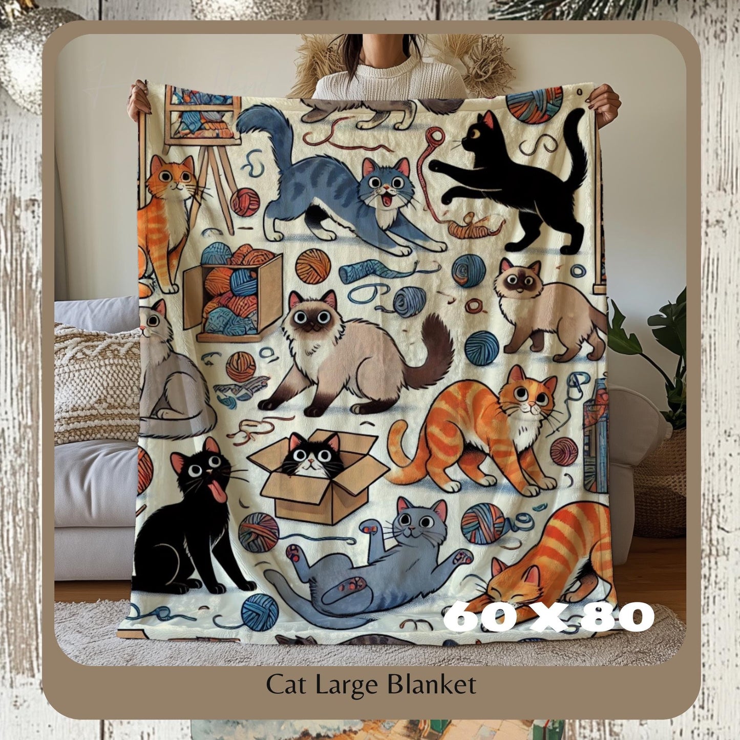 Personalized Cat Blanket for Cat Lovers - Sherpa Throw Gift for Cat Moms & Pet Parents - Custom Pet Blanket