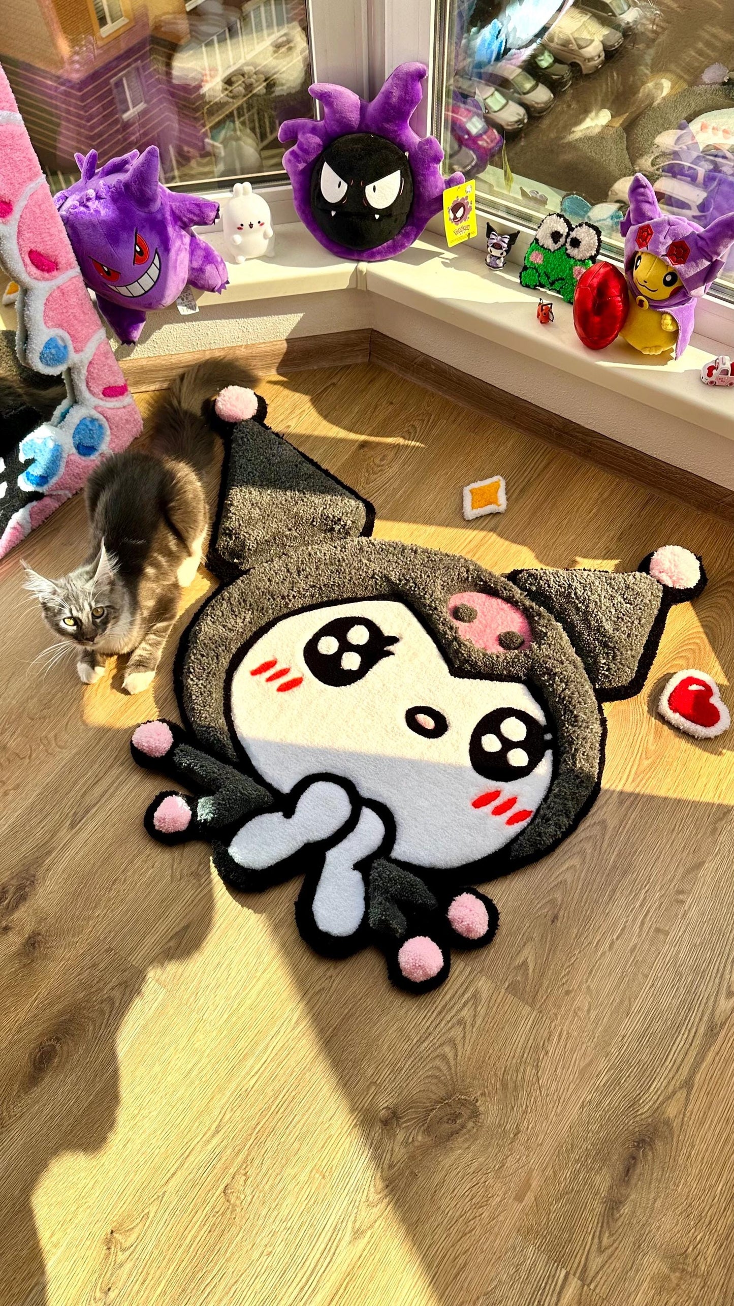 Tufted Rug Custom 3D Puffy Anime Rug, Handmade Carpet with Gothic Lolita Style, Cute Decor, Pastel Goth Room Vibes