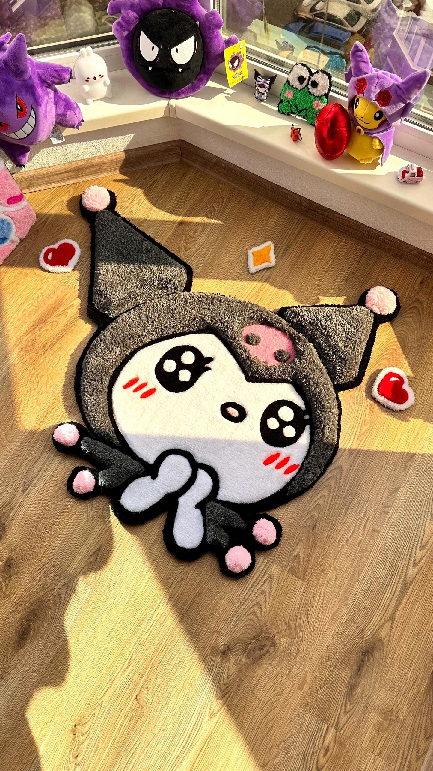 Tufted Rug Custom 3D Puffy Anime Rug, Handmade Carpet with Gothic Lolita Style, Cute Decor, Pastel Goth Room Vibes