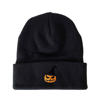 Witch Pumpkin Embroidered Pumpkin Beanie Halloween Beanie Winter Beanie