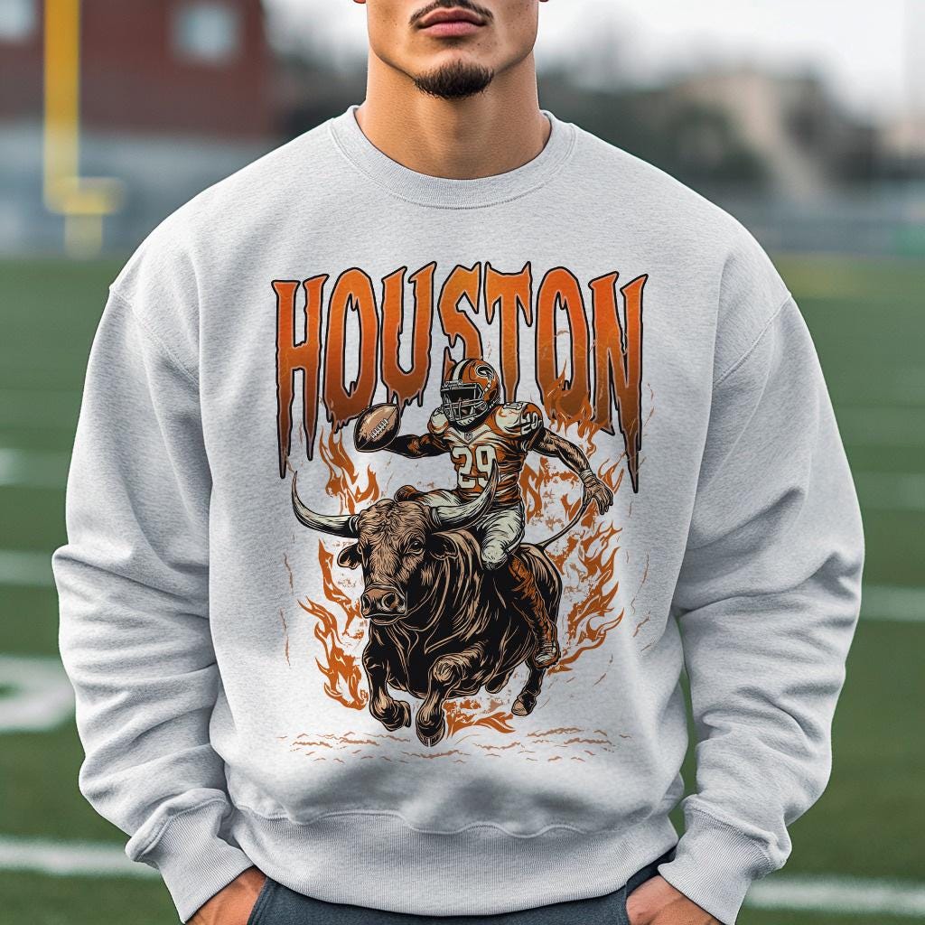 Houston Football Graphic Sweatshirt, Vintage Houston Football Shirt, Houston Shirt, Football Shirt, Houston Fans Gift Tee