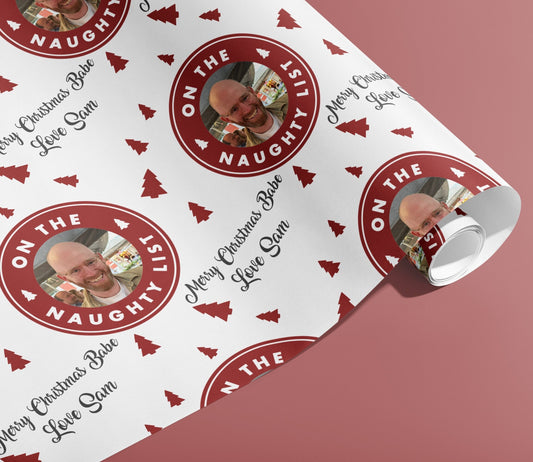 Personalised Christmas Wrapping Paper, Custom Gift Wrap, Naughty List, Your Details, Holiday, Packing Paper, Christmas, Santa Hat, xmas