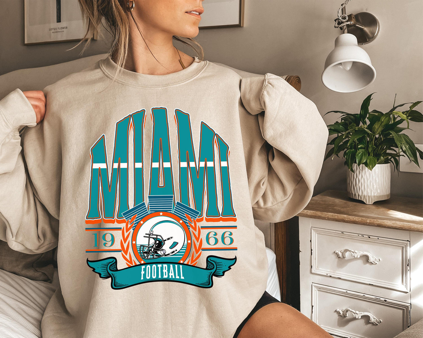 Miami Football Sweatshirt, Vintage Miami Crewneck, Retro Miami Sweatshirt, Miami Varsity Sweatshirt, Miami Long Sleeve