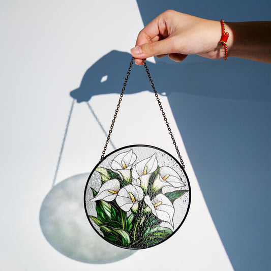 Calla Lily flower Stained glass Suncatcher, Calla Lily Suncatcher, Gift For Calla Lily Lovers, Gift For Him, Gift For Her, Garden Decoration