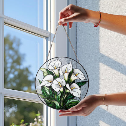Calla Lily flower Stained glass Suncatcher, Calla Lily Suncatcher, Gift For Calla Lily Lovers, Gift For Him, Gift For Her, Garden Decoration
