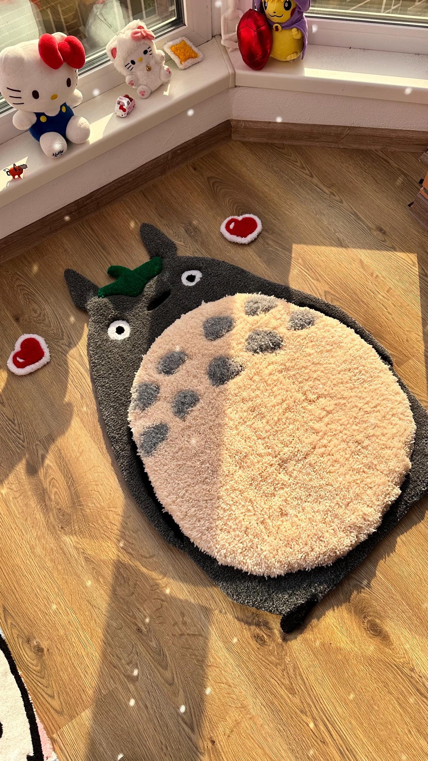 Totoro Puffy Tufted Rug – Handmade Soft Rug Inspired by Anime Character, Custom 3D Carpet, Cozy Japanese Room Decor, Gift