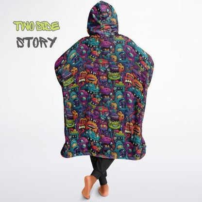 Unisex Reversible Snug Hoodie,Monsters Psychedelic Autumn Reversible Hoodie Blanket,Festival Rave Party Wear,Oversized Hoodie Blanket, Gifts