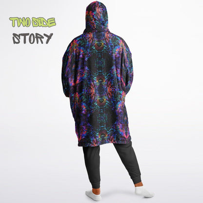 Psychedelic Spiral Trippy Print Reversible Snug Hoodie,Hooded Blanket with Sleeves,Lounge Wear, Novelty Birthday Christmas Gifts for Him Her