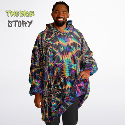 Psychedelic Spiral Trippy Print Reversible Snug Hoodie,Hooded Blanket with Sleeves,Lounge Wear, Novelty Birthday Christmas Gifts for Him Her