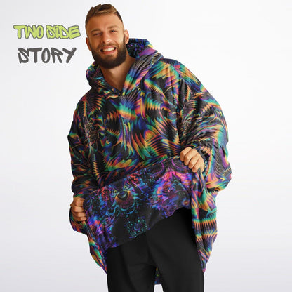 Psychedelic Spiral Trippy Print Reversible Snug Hoodie,Hooded Blanket with Sleeves,Lounge Wear, Novelty Birthday Christmas Gifts for Him Her