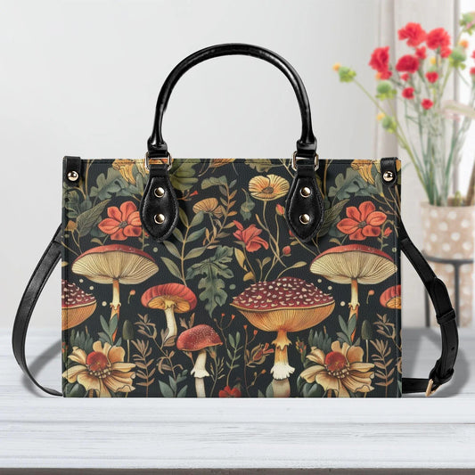Mushroom Meadow Bag - Vegan Leather, Crossbody or Shoulder, Tote bag, large handbag, gift idea