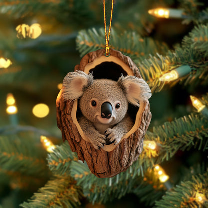 Koala 2D Flat Ornament, Koala Rearview Mirror Car Accessories, Koala Christmas Ornament, Xmas Gift for Koala Lover, Animal Lover