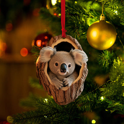 Koala 2D Flat Ornament, Koala Rearview Mirror Car Accessories, Koala Christmas Ornament, Xmas Gift for Koala Lover, Animal Lover