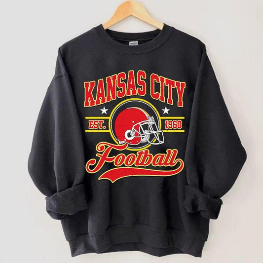 Vintage Football All Team Sweatshirt, Football Fans Black Color Vintage, Gifts Fans, For Men, Trendy Football Fans Shirt, Game Day Shirt.