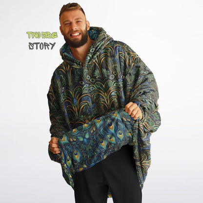 Psychedelic Trippy Print Reversible Snug Hoodie,Hooded Pullover Blanket Sleeves,Lounge Wear, Novelty Birthday Christmas Gifts for Him Her