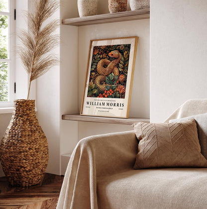 William Morris Snake Print: Dark Botanical Floral Art