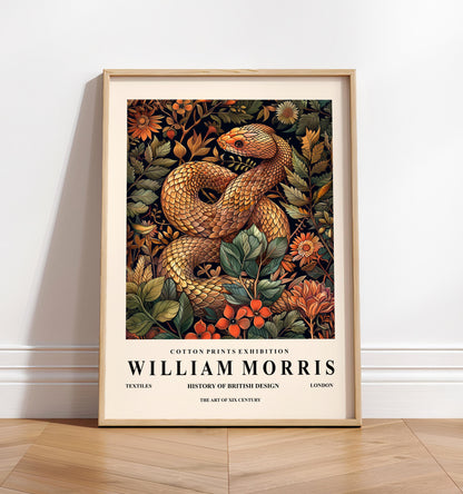 William Morris Snake Print: Dark Botanical Floral Art