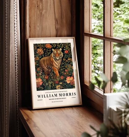William Morris Tiger Print: Dark Botanical Mid-Century Modern Wall Art