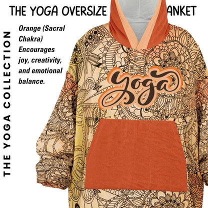 Yoga Oversize Cuddle Hoodie: Mandala Orange Hooded Blanket