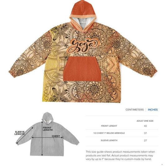 Yoga Oversize Cuddle Hoodie: Mandala Orange Hooded Blanket