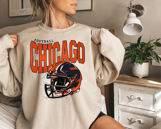 Chicago Football Sweatshirt, Vintage Chicago Crewneck, Retro Chicago Sweatshirt, Chicago Varsity Sweatshirt, Chicago Long Sleeve
