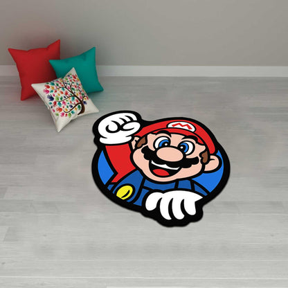 red mushroom rug, toad rug, retro game area rug, gaming room decor, M-ario rug, mushroom rug, custom rug,Halloween gift,Christmas gift rug