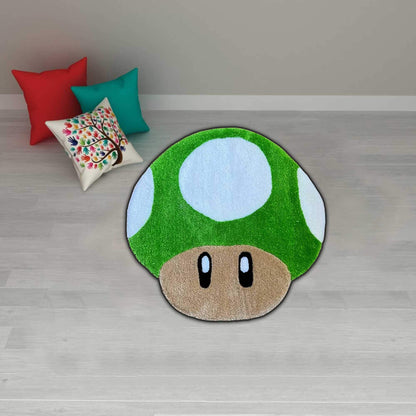 red mushroom rug, toad rug, retro game area rug, gaming room decor, M-ario rug, mushroom rug, custom rug,Halloween gift,Christmas gift rug