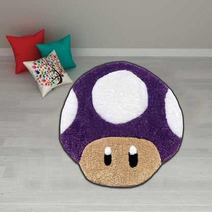 red mushroom rug, toad rug, retro game area rug, gaming room decor, M-ario rug, mushroom rug, custom rug,Halloween gift,Christmas gift rug