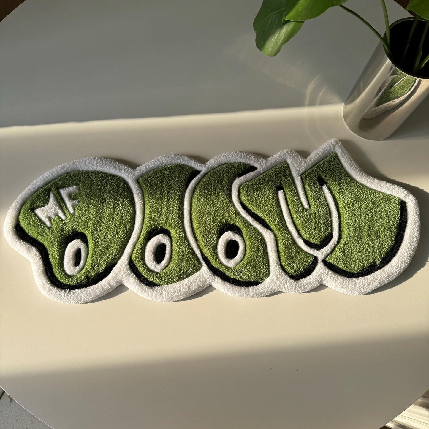 MF Doom Rug: Handmade Green Rap Music Decor (32")