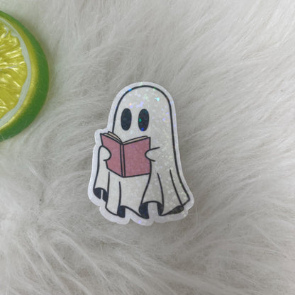Ghost Reading Pink Book Sticker | Water Bottle Sticker | Bookish Stickers | Kindle Stickers