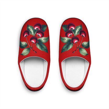 SlippersGift Christmas RedCherries IndoorShoes for Women FestiveHoliday Red HouseSlippers CozyGift for Her WinterHome Houseshoes
