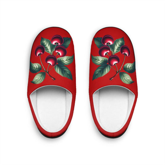 SlippersGift Christmas RedCherries IndoorShoes for Women FestiveHoliday Red HouseSlippers CozyGift for Her WinterHome Houseshoes