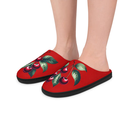 SlippersGift Christmas RedCherries IndoorShoes for Women FestiveHoliday Red HouseSlippers CozyGift for Her WinterHome Houseshoes